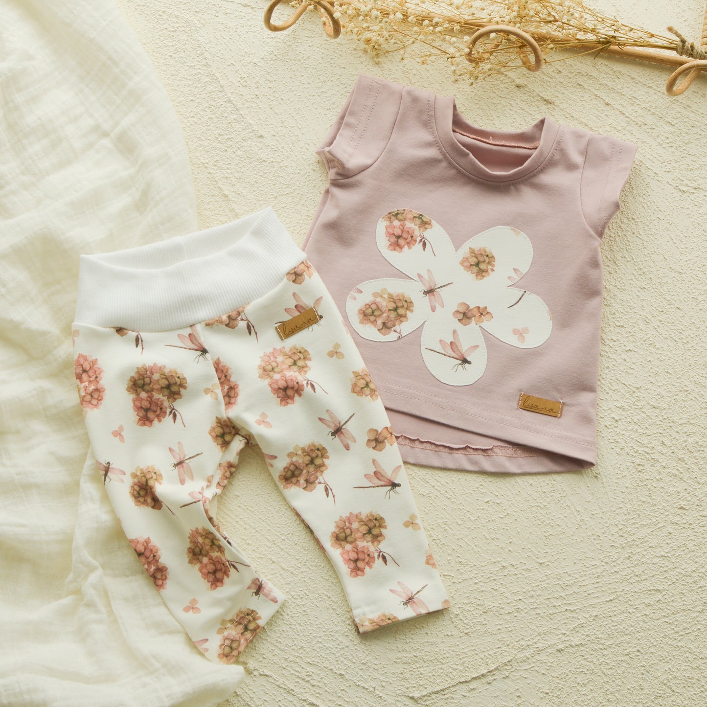 Frühlingsset rosa Größe 62-74