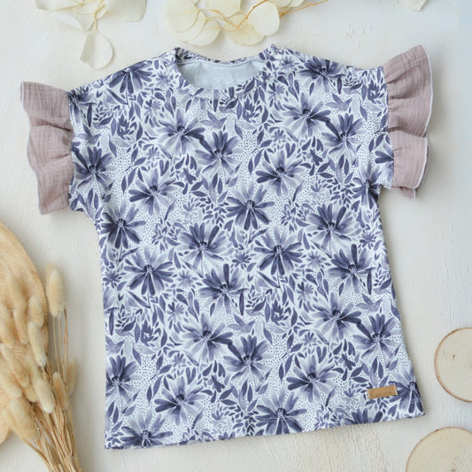 Layershirt mit Musselinrüsche (verschiedene Varianten möglich)