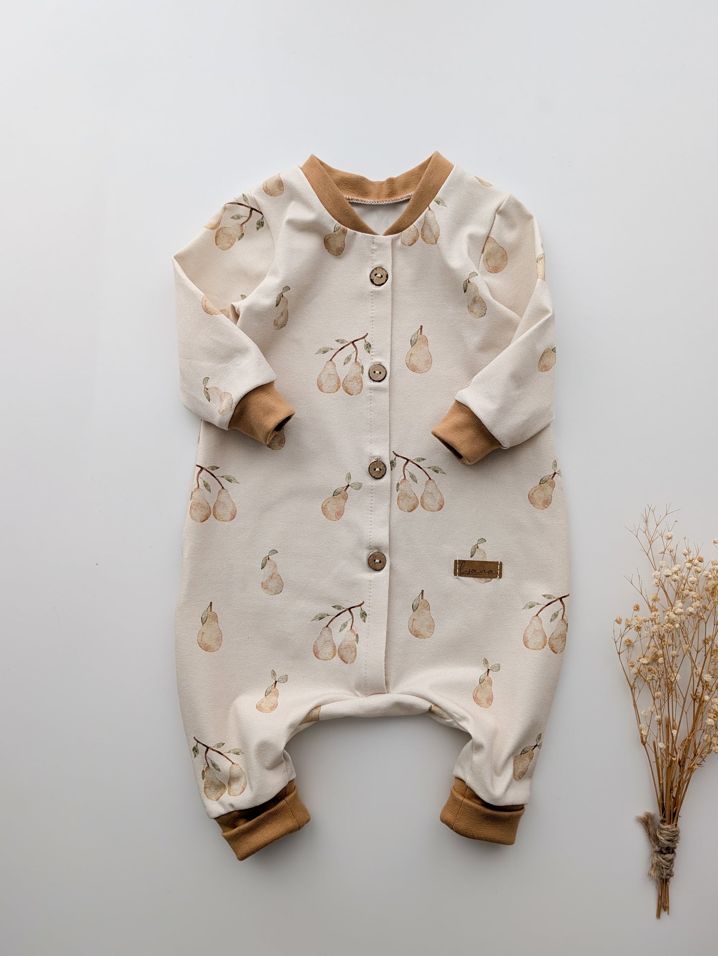 Onesie Birne langarm mit Kokosknopf/Druckknopf