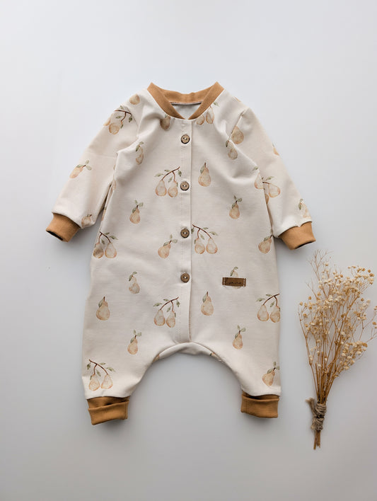 Onesie Birne langarm mit Kokosknopf/Druckknopf
